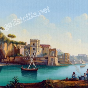 Poster Stampa Villa Martinelli a Posillipo Acquerello veduta di Napoli poster riproduzione 32×45