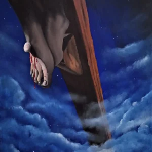 Quadro “Ai piedi di Cristo” Amore infinito – 50×70 cm Acrilico su Tela (Spedizione Gratuita) Pezzo Unico