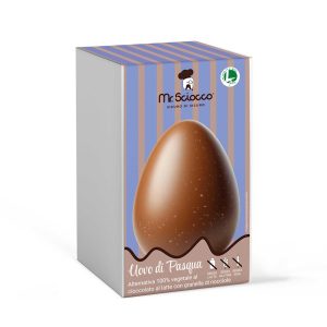 Uovo di Pasqua VEGETALE  100% al cioccolato al latte con granella di nocciole – Mr Sciocco